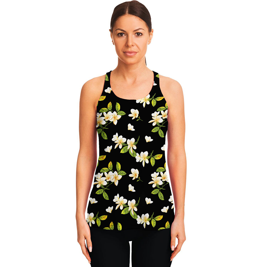 Vintage Plumeria Flower Pattern Print Women's Racerback Tank Top