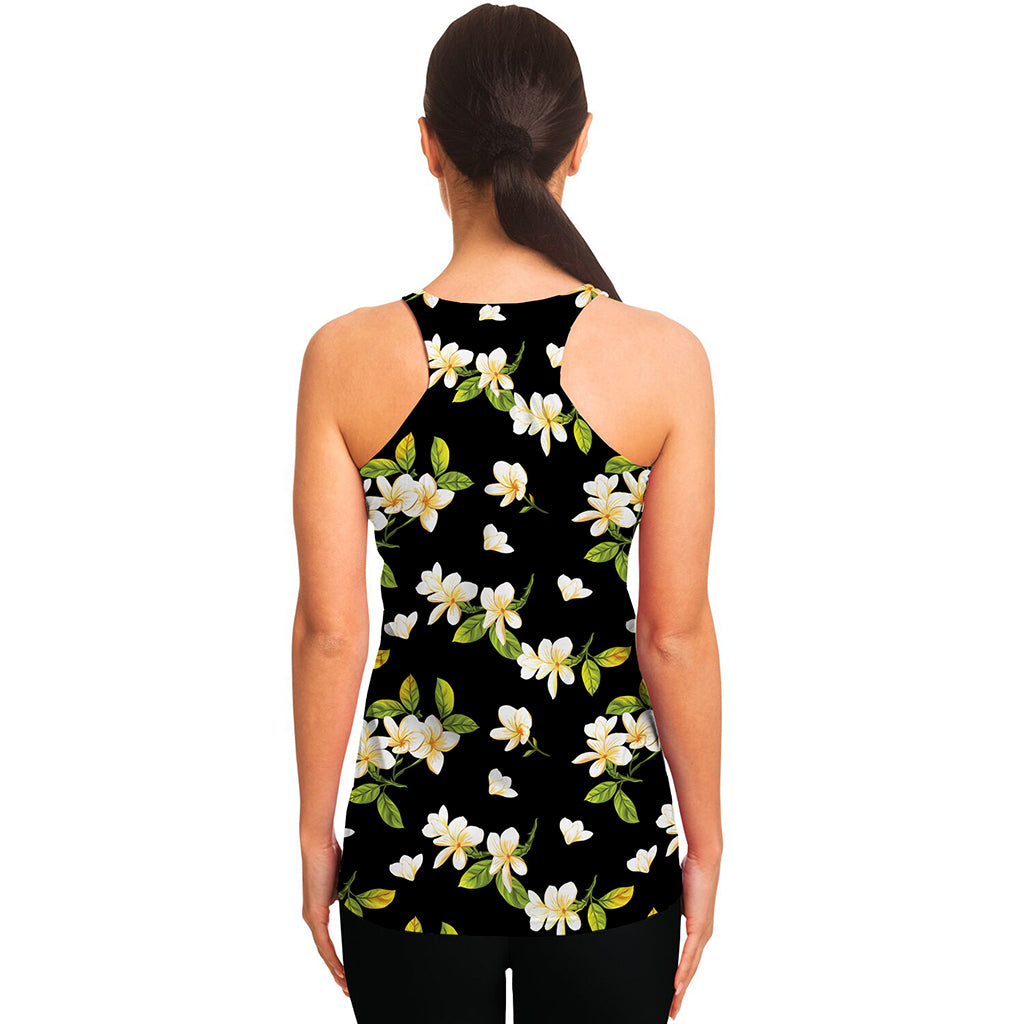 Vintage Plumeria Flower Pattern Print Women's Racerback Tank Top