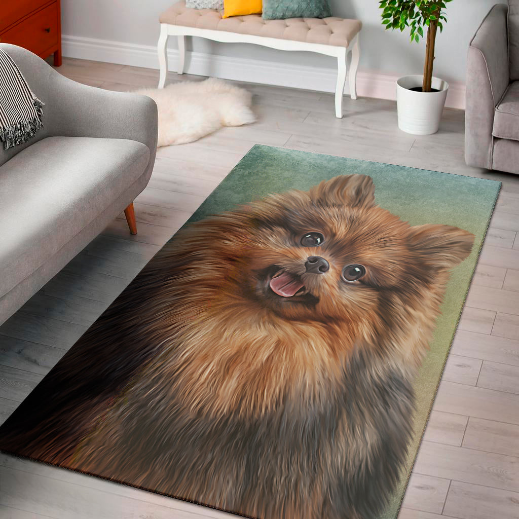 Vintage Pomeranian Portrait Area Rug