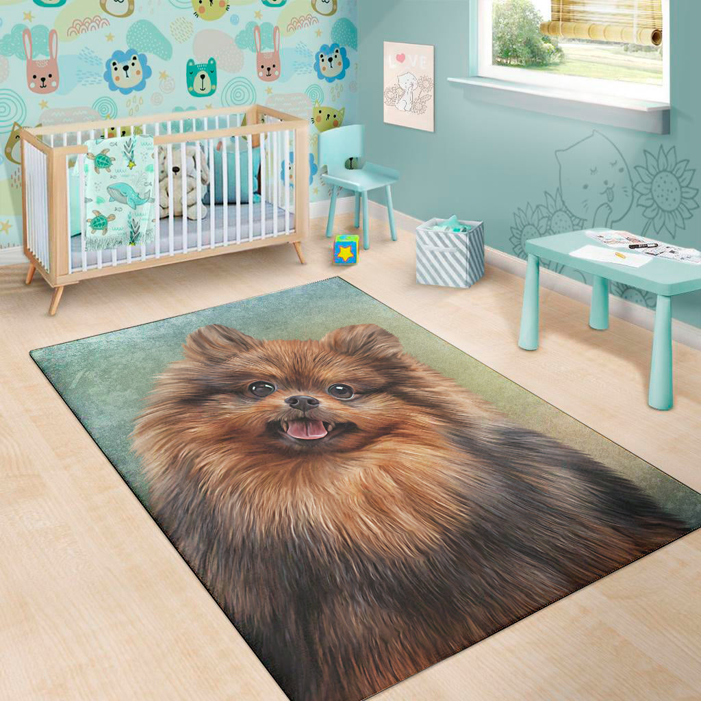Vintage Pomeranian Portrait Area Rug