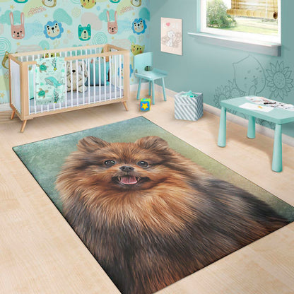Vintage Pomeranian Portrait Area Rug
