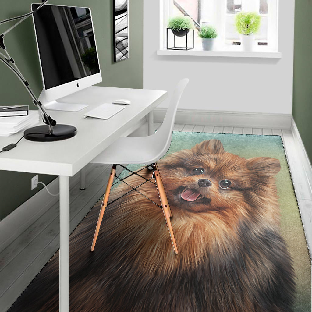Vintage Pomeranian Portrait Area Rug
