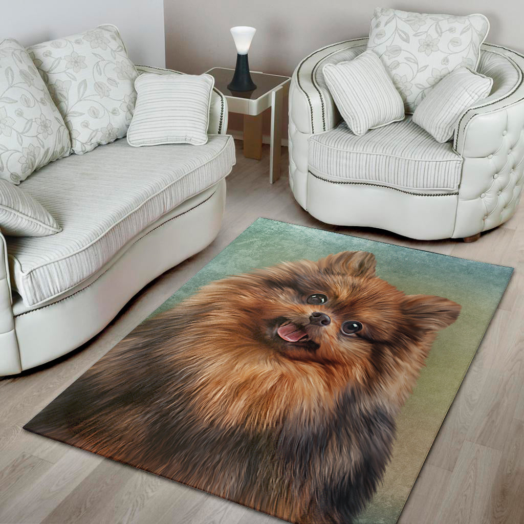 Vintage Pomeranian Portrait Area Rug