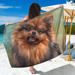Vintage Pomeranian Portrait Beach Sarong Wrap