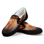 Vintage Pomeranian Portrait Black Slip On Shoes