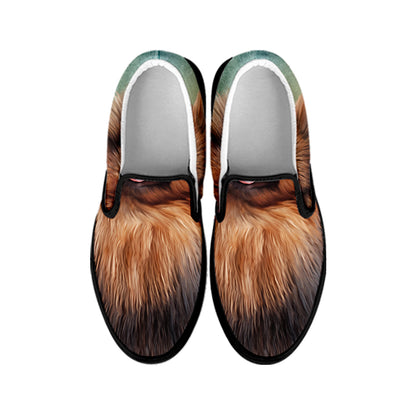 Vintage Pomeranian Portrait Black Slip On Shoes