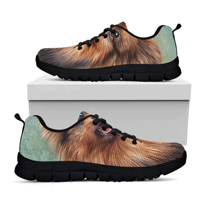 Vintage Pomeranian Portrait Black Sneakers