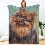 Vintage Pomeranian Portrait Blanket