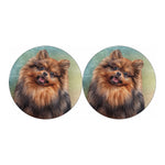 Vintage Pomeranian Portrait Car Coasters