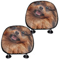 Vintage Pomeranian Portrait Car Headrest Covers