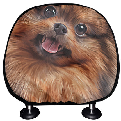 Vintage Pomeranian Portrait Car Headrest Covers