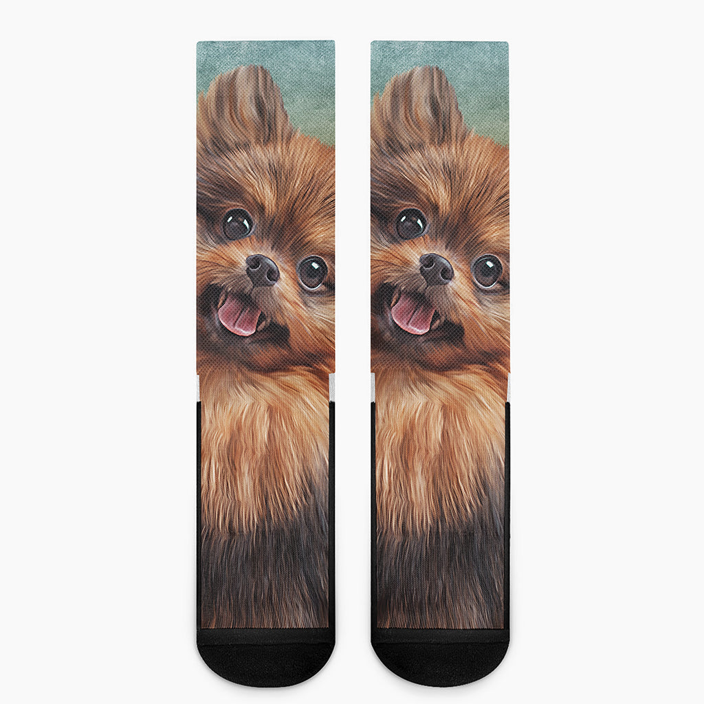 Vintage Pomeranian Portrait Crew Socks