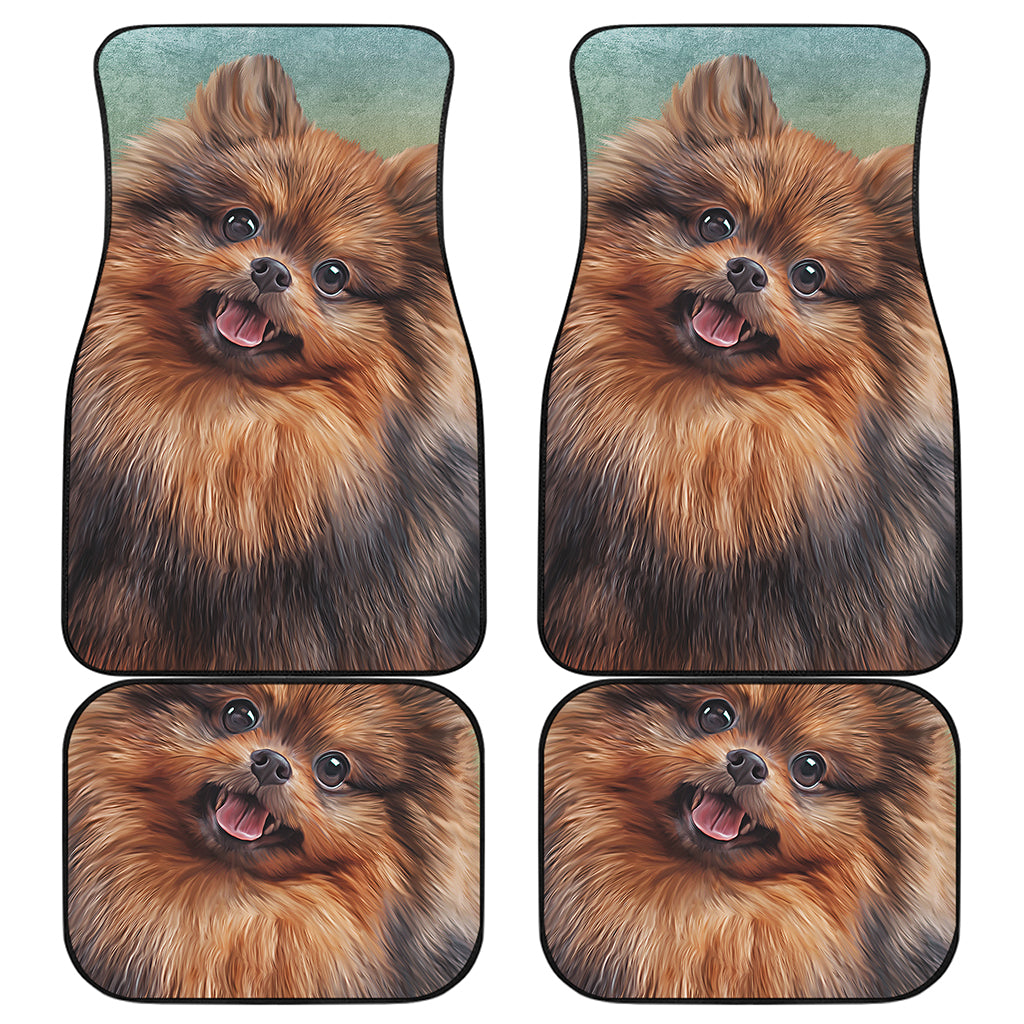 Vintage Pomeranian Portrait Front and Back Car Floor Mats