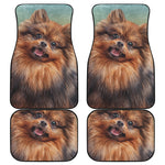 Vintage Pomeranian Portrait Front and Back Car Floor Mats