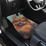 Vintage Pomeranian Portrait Front and Back Car Floor Mats