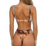 Vintage Pomeranian Portrait Front Bow Tie Bikini
