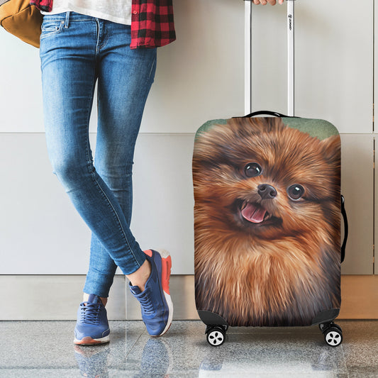 Vintage Pomeranian Portrait Luggage Cover