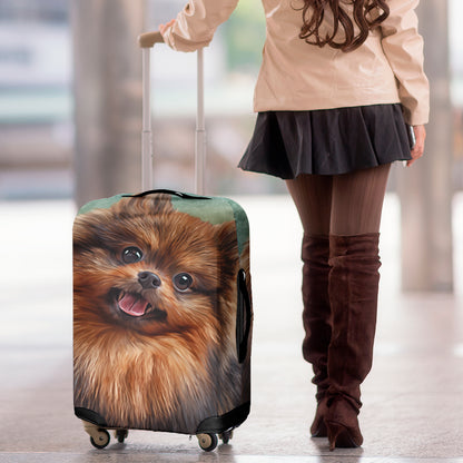 Vintage Pomeranian Portrait Luggage Cover