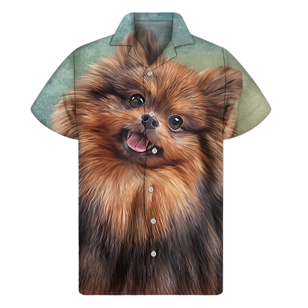 Vintage Pomeranian Portrait Men's Short Sleeve Shirt