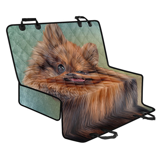 Vintage Pomeranian Portrait Pet Car Back Seat Cover