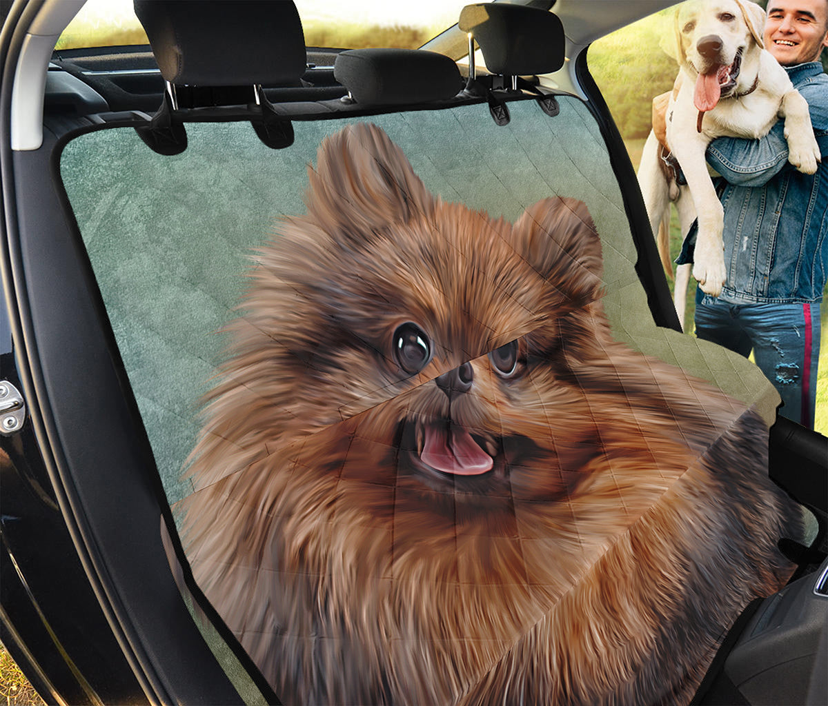 Vintage Pomeranian Portrait Pet Car Back Seat Cover
