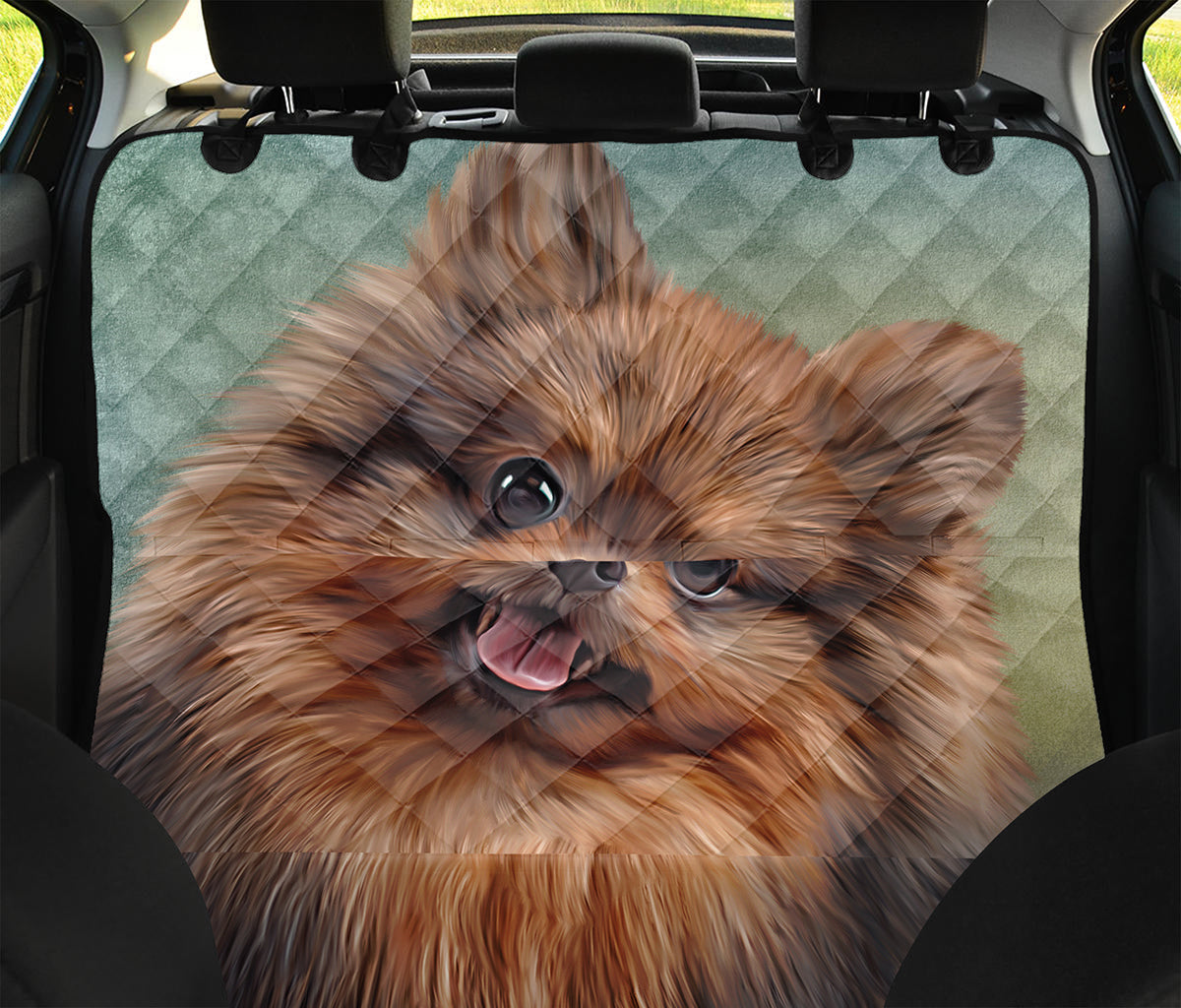 Vintage Pomeranian Portrait Pet Car Back Seat Cover