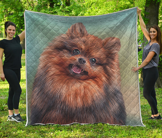 Vintage Pomeranian Portrait Quilt