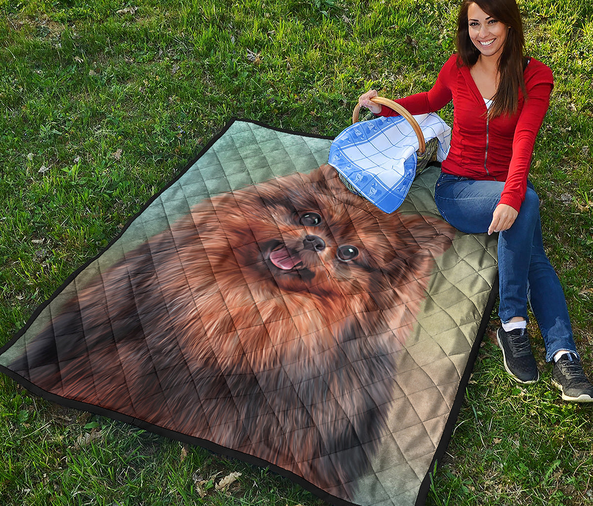 Vintage Pomeranian Portrait Quilt