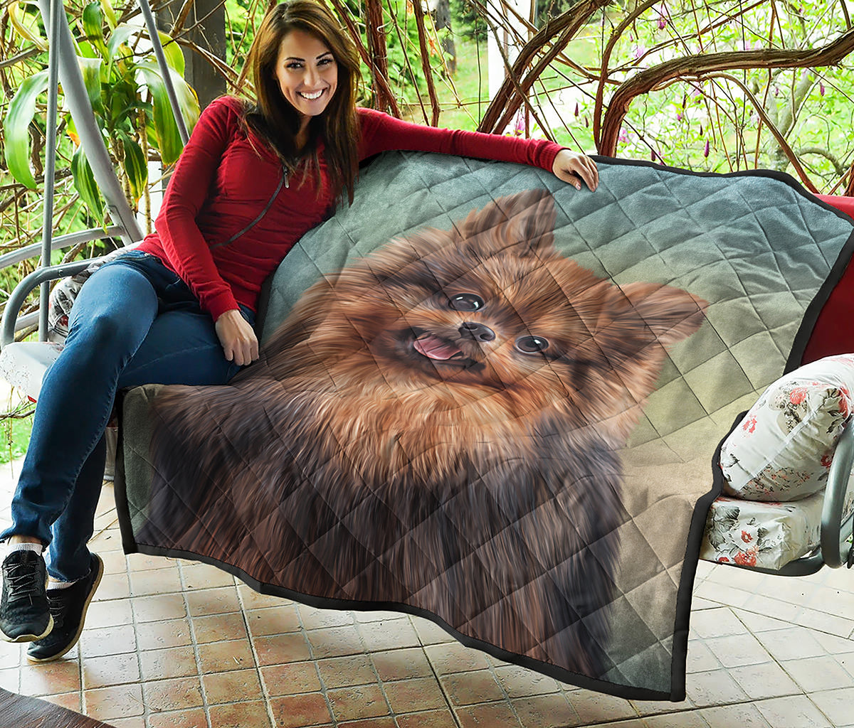 Vintage Pomeranian Portrait Quilt