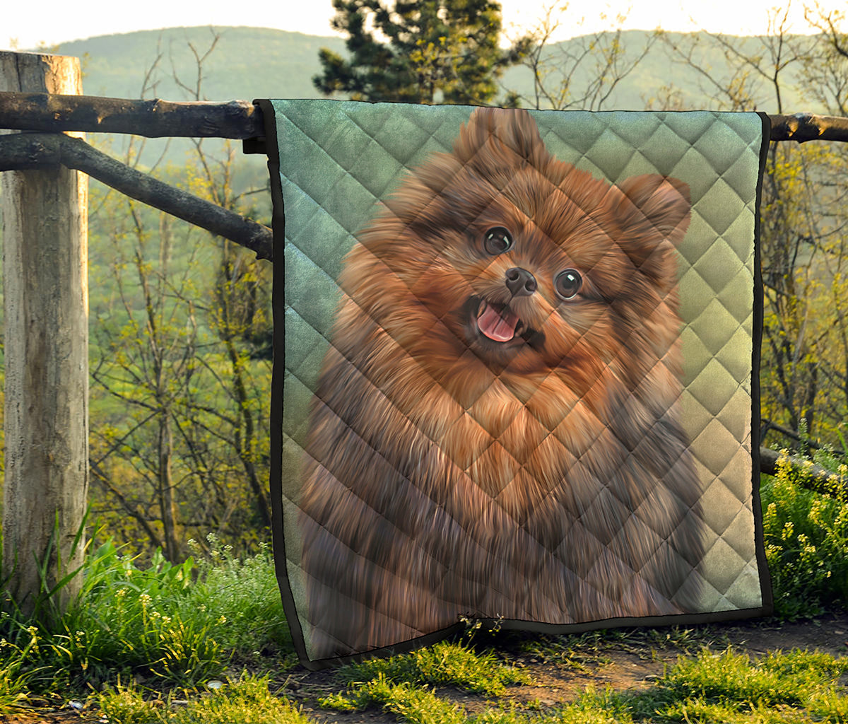 Vintage Pomeranian Portrait Quilt