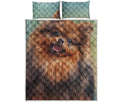 Vintage Pomeranian Portrait Quilt Bed Set