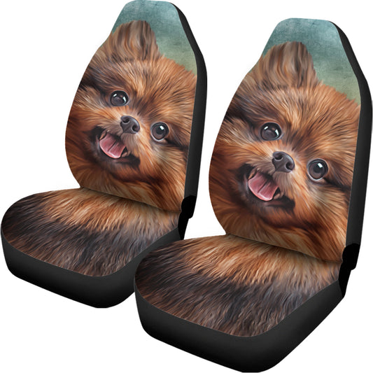 Vintage Pomeranian Portrait Universal Fit Car Seat Covers