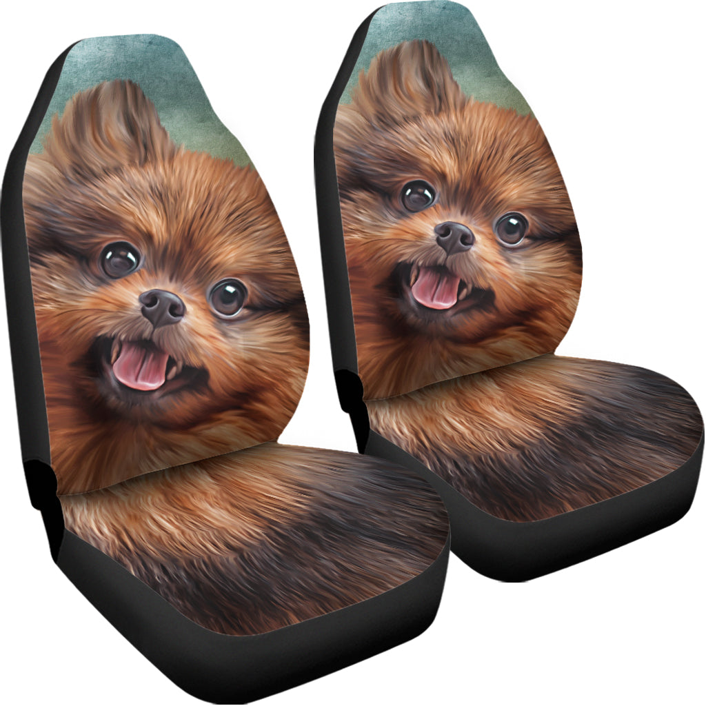 Vintage Pomeranian Portrait Universal Fit Car Seat Covers