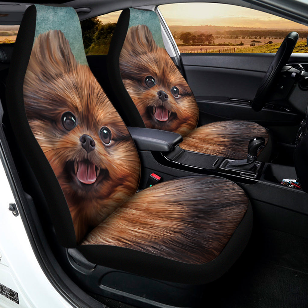 Vintage Pomeranian Portrait Universal Fit Car Seat Covers
