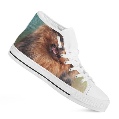 Vintage Pomeranian Portrait White High Top Shoes