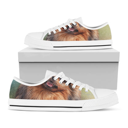 Vintage Pomeranian Portrait White Low Top Shoes