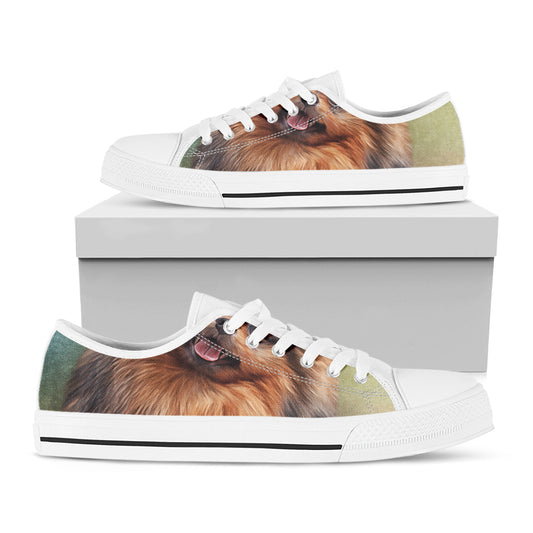 Vintage Pomeranian Portrait White Low Top Shoes