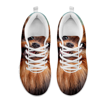 Vintage Pomeranian Portrait White Sneakers