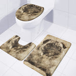 Vintage Pug Portrait Print 3 Piece Bath Mat Set
