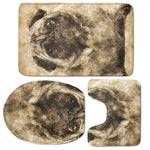 Vintage Pug Portrait Print 3 Piece Bath Mat Set