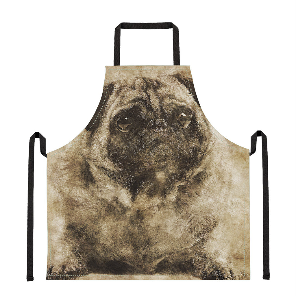 Vintage Pug Portrait Print Apron