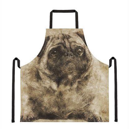 Vintage Pug Portrait Print Apron