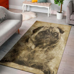 Vintage Pug Portrait Print Area Rug