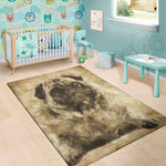 Vintage Pug Portrait Print Area Rug