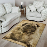 Vintage Pug Portrait Print Area Rug