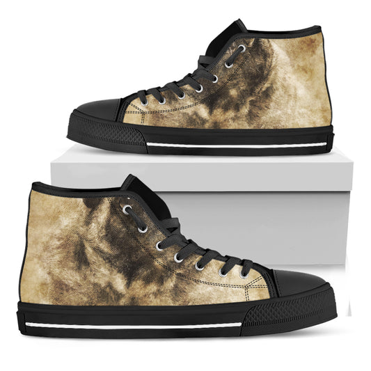 Vintage Pug Portrait Print Black High Top Shoes