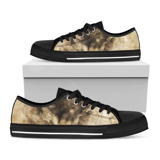 Vintage Pug Portrait Print Black Low Top Shoes 