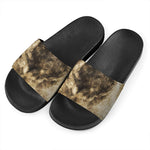 Vintage Pug Portrait Print Black Slide Sandals