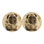 Vintage Pug Portrait Print Car Coasters