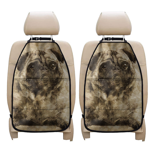 Vintage Pug Portrait Print Car Seat Organizers